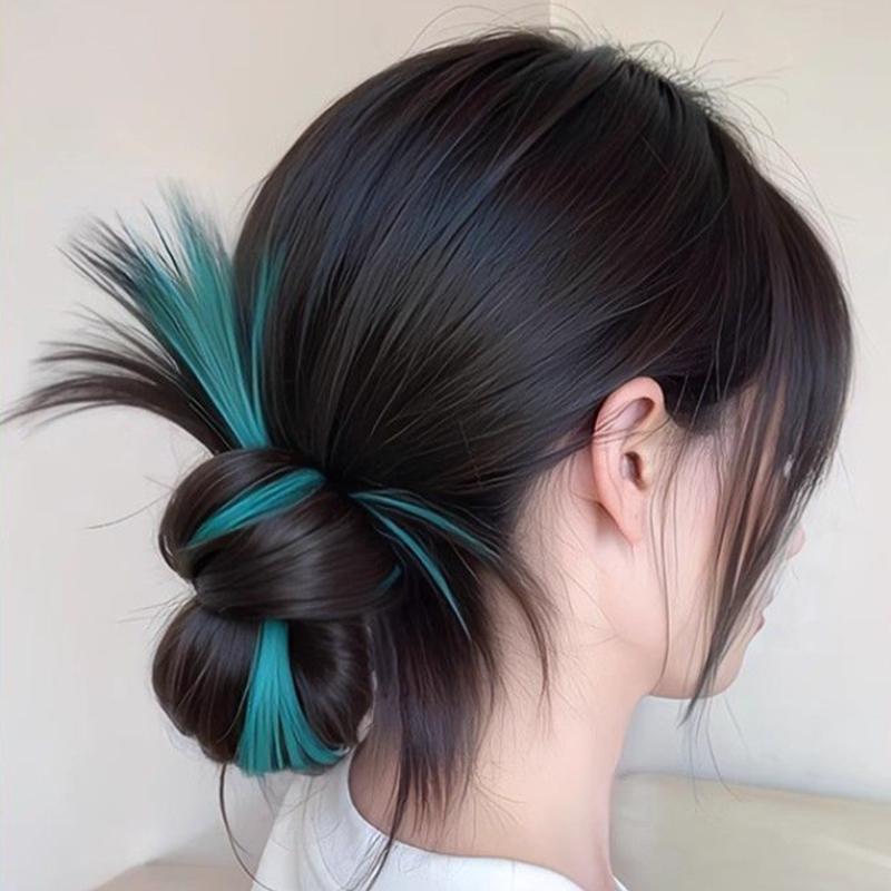 Ball Head Wig Female Shuttlecock Head Fluffy Wig Package Integrated Highlighted Chicken Feather Claw Clip Wig Bun