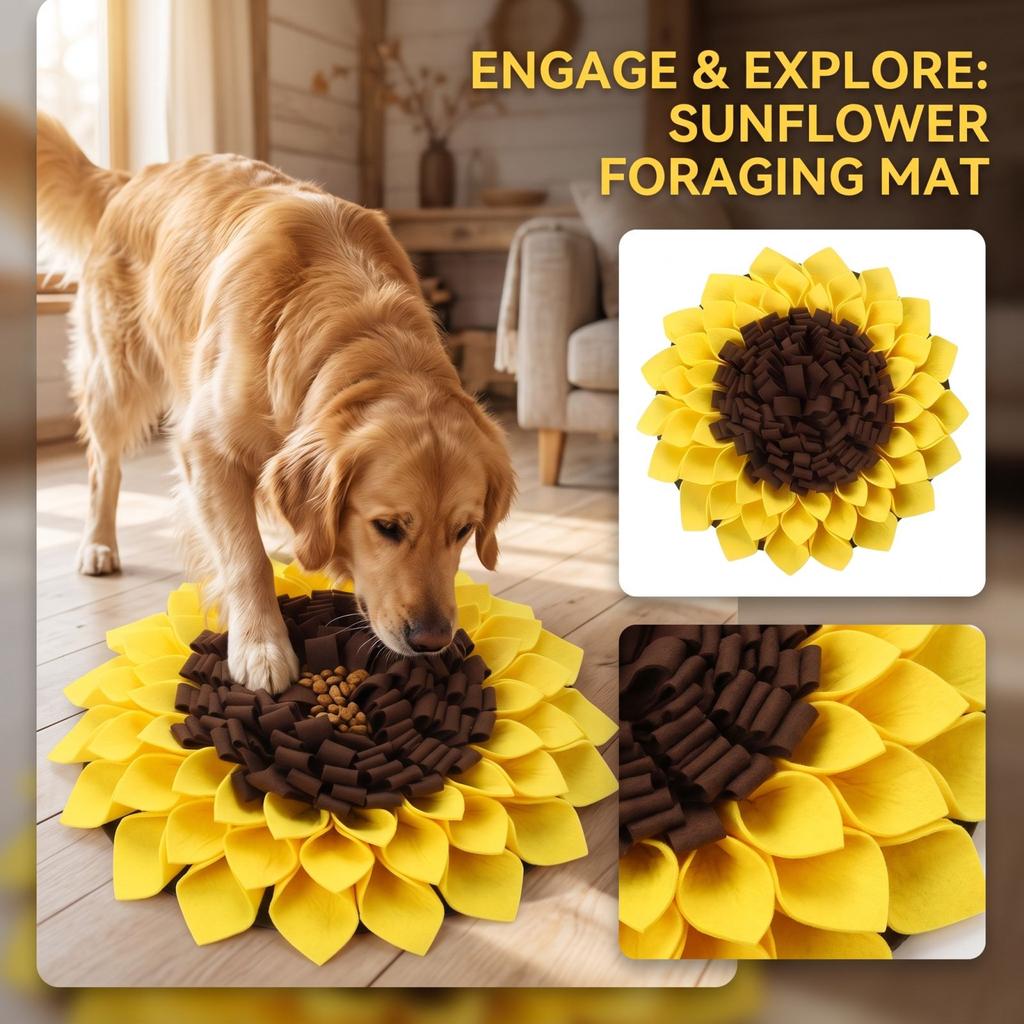 Sunflower Pet Snuffle Slow Feeder 3838 cm for Dogs and Cats Interactive Feeding Toy