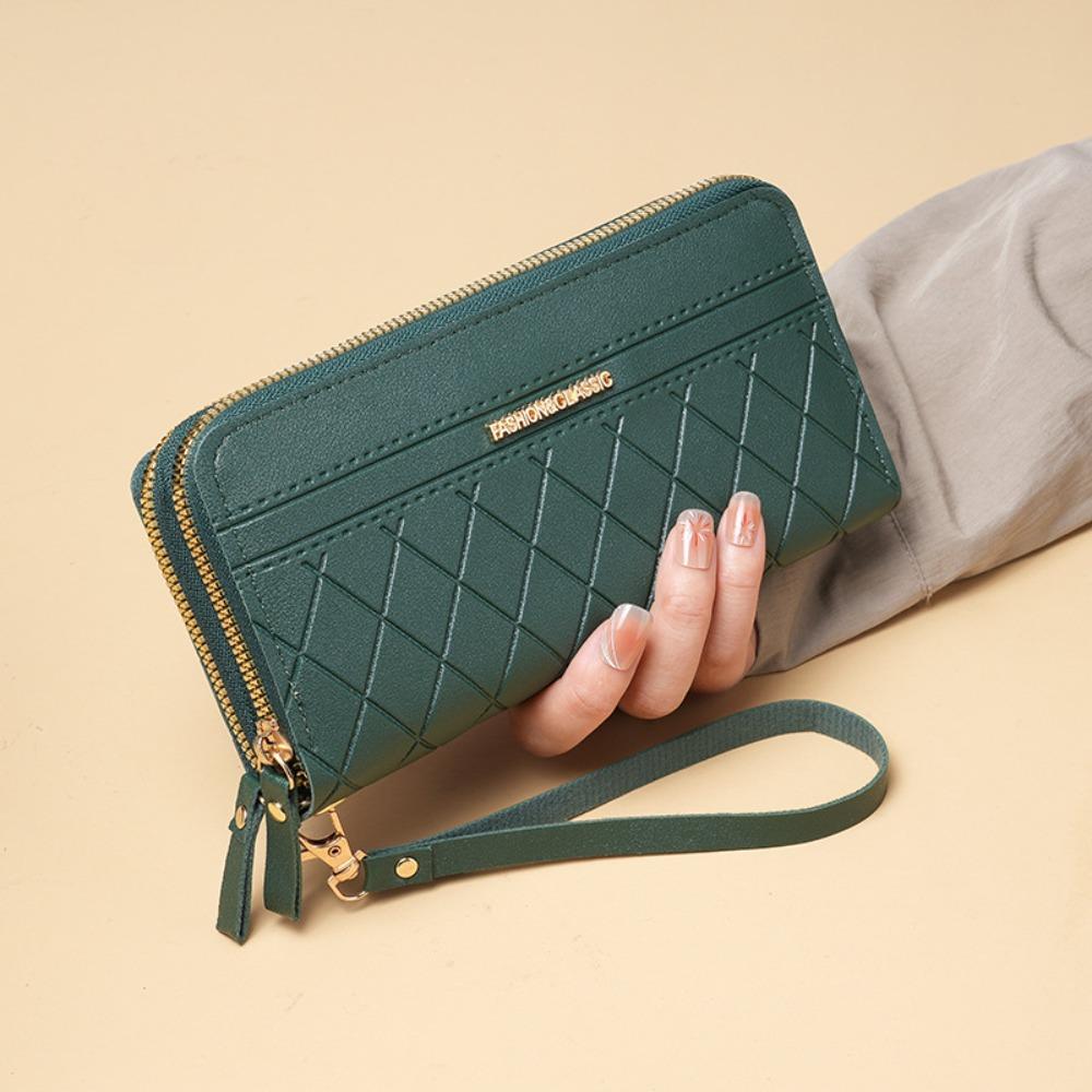 Long Women's Clutch Bag Pu Leather Mobile Phone Bag Simple Lady Long Wallet  Card Holder