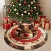 Christmas Themed Home Decor Round Rug, 3D Illusion Mat, Holiday Winter Carpet, Soft Gnome Deer Crystal Velvet Floor Mat Santa House Festive