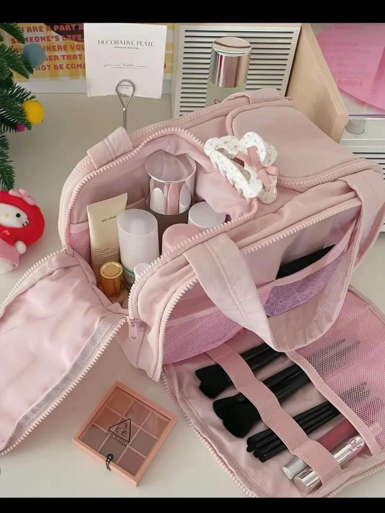 Waterproof Lightweight Partitioned Travel Makeup Bag - Large Capacity Portable Handheld Toiletry Organizer