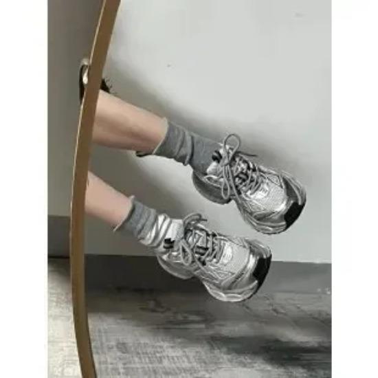 Thick-Soled Silver Dad Shoes Spring Autumn New InsTrendy Today's Popular Increased Sports Shoes Women's Running Shoes