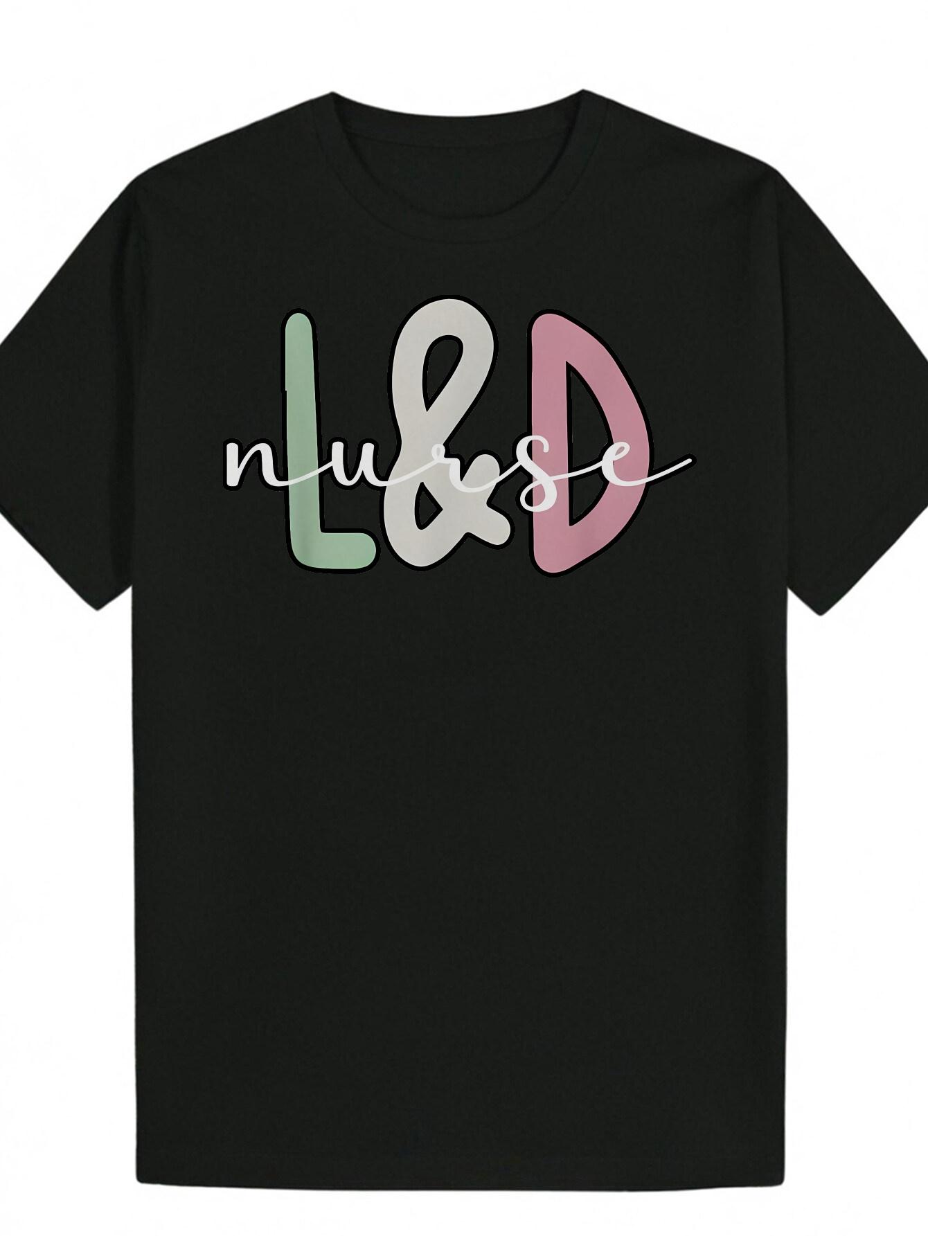 Casual Summer T-shirt with nu&de Design - Black Polyester XXL