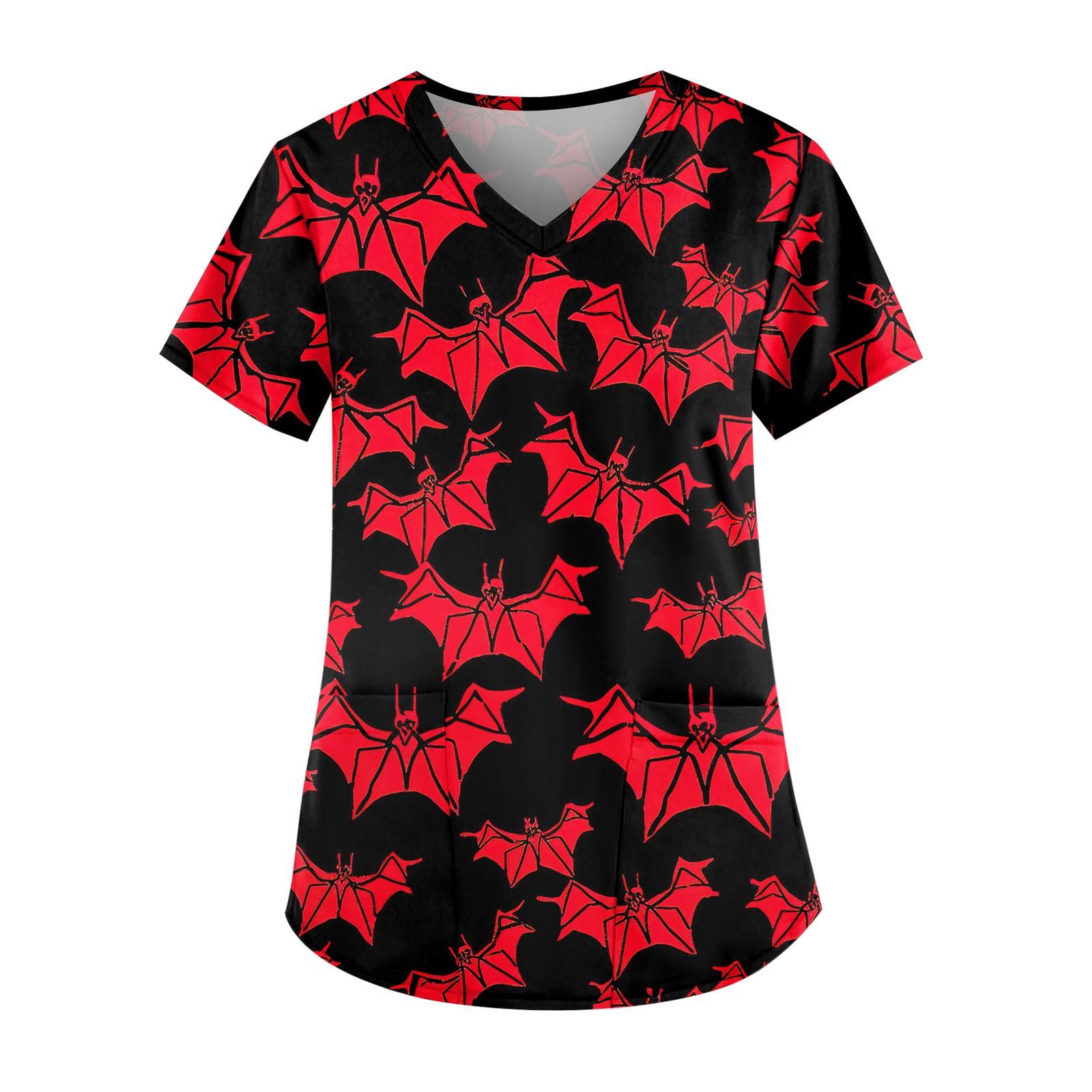 

Женские модные повседневные топы с v-образным вырезом и защитная спецодежда с принтом XL красный