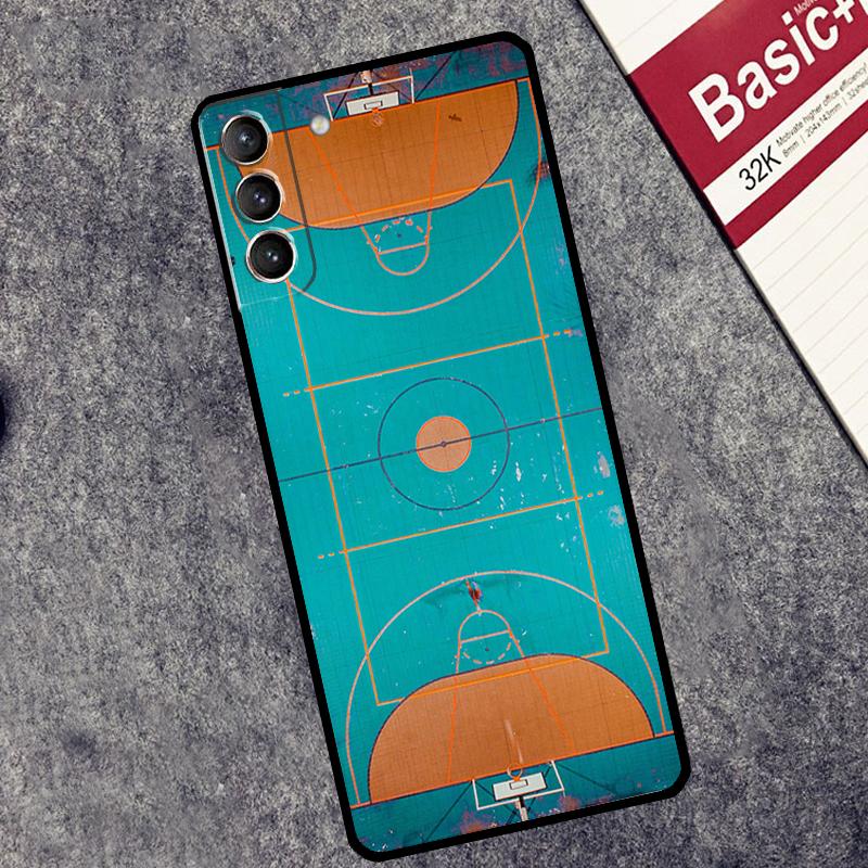 Basketball Court Diagram Case For Samsung Galaxy S25 S26 Ultra S20 S22 S23 S24 Ultra S21 Plus S10 S25 FE Cover Coque