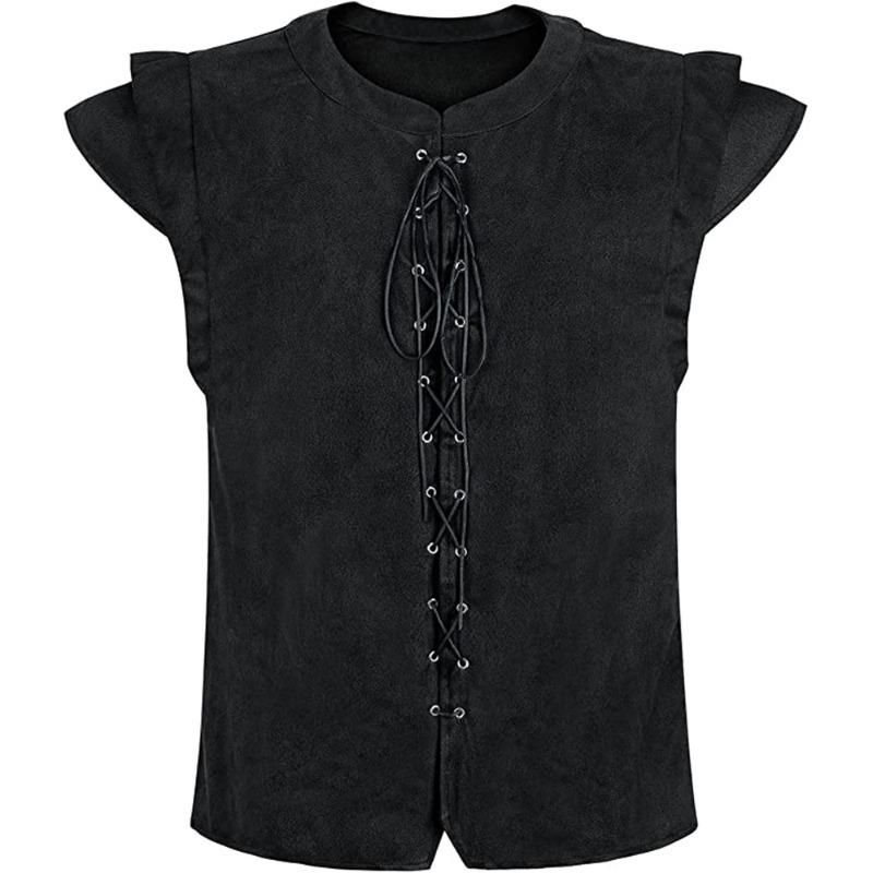 Vikings play suede t-shirt halloween renaissance deerskin vest vest cosplay