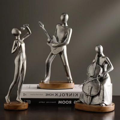 Resin Handicrafts Realistic Figure Sculpture Abstract Musician Cello Cellist Guitar Guitarist Figurines Home Decoration