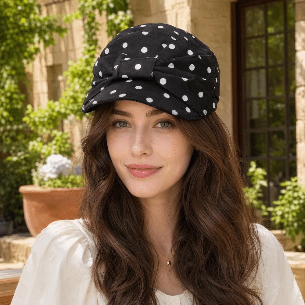Sweet Polka Dot Forward Hat Bow Women's Hat Versatile Equestrian Hat Outdoor