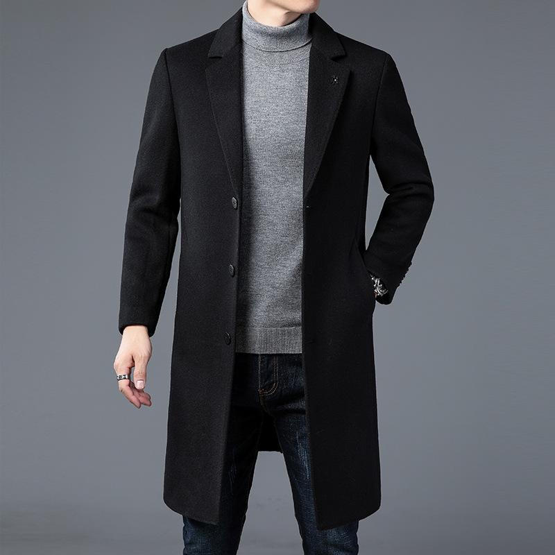Middle-aged Wool Coat Men's Medium and Long Autumn and Winter Dad Trench Coat Business Casual Jacket
