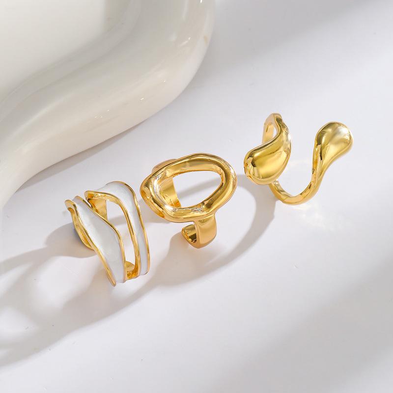 Geometric Open Hand Jewelry: High-End Irregular Stacking Index Ring