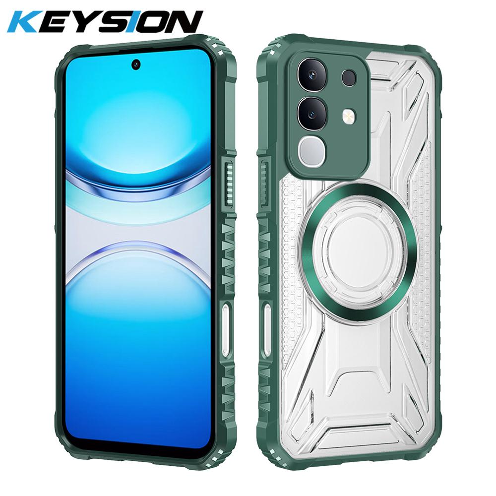 KEYSION Průhledný magnetický kryt pro VIVO Y29 4G Měkký silikon+PC Odolný Nárazuvzdorný Zadní kryt telefonu pro IQOO Z10X 5G