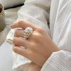 Resin Studded Ring Wide Bangle, Retro Metal Dot Statement Jewelry, Punk Y2K Bold Bracelet Ring for Women Party Daily Outfit