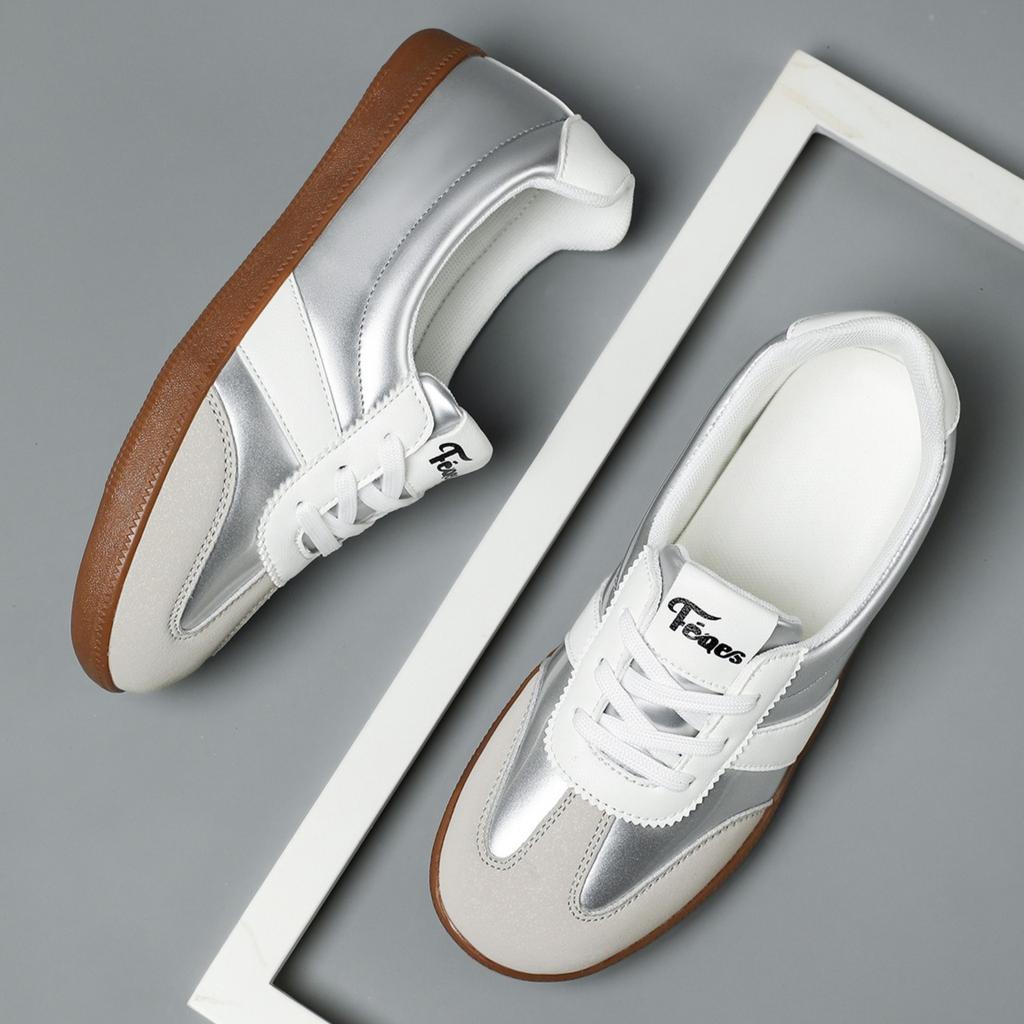 Women's Retro Casual Sneakers PU Leather Non-slip Sports Shoes Soft Sole Non-slip Footwear for Walking Traveling