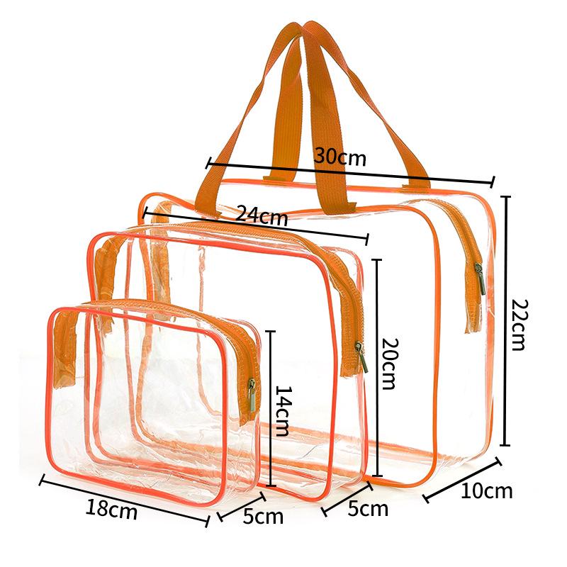 Portable 3-Piece PVC Transparent Cosmetic Bag Set – Large Capacity Waterproof Travel Toiletry Organizer