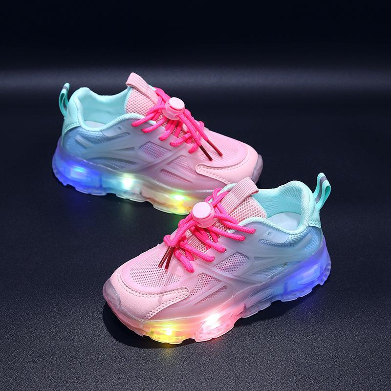 Girls' Breathable Net Shoes, Boys' Casual LED Flashing Shoes, Summer Children's Lightweight Sports Shoes