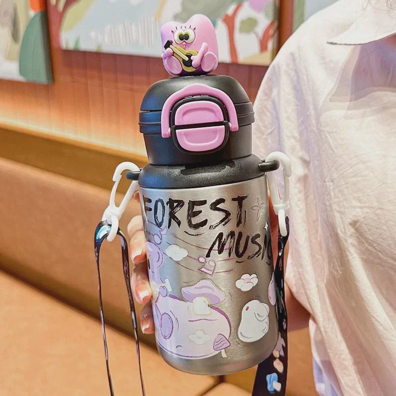 Children's Cartoon Thermos Cup with Straw - Food Grade 316, Portable and High-Value for Students