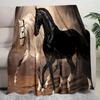 Horse Dark Blanket Suitable All Seasons Soft Comfortable Sofa Office Nap Travel Birthday Gift Christmas Present