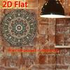 Vintage Mandala Metal Wall Art Round 7.87 Inch 2D Flat Floral Decorative Plate for Home Decor Green Brown Beige