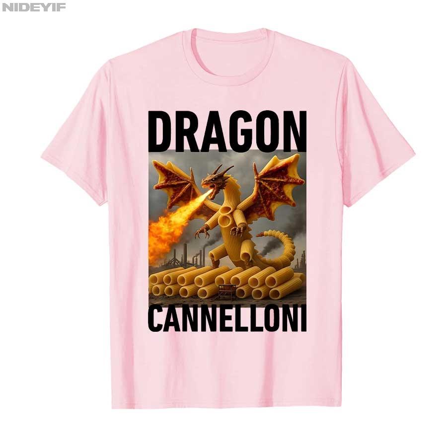 Dragon Cannelloni Italian Brainrot Meme T-shirt For Men Women 100% Cotton T Shirts Short Sleeve Tops P485