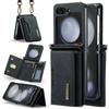 Crossbody Wallet Cards Solt Leather Case For Samsung Galaxy Z Flip 7 FE 6 5 4 5G Flip5 Long Rope Bag Pocket Purse Lanyard Cover