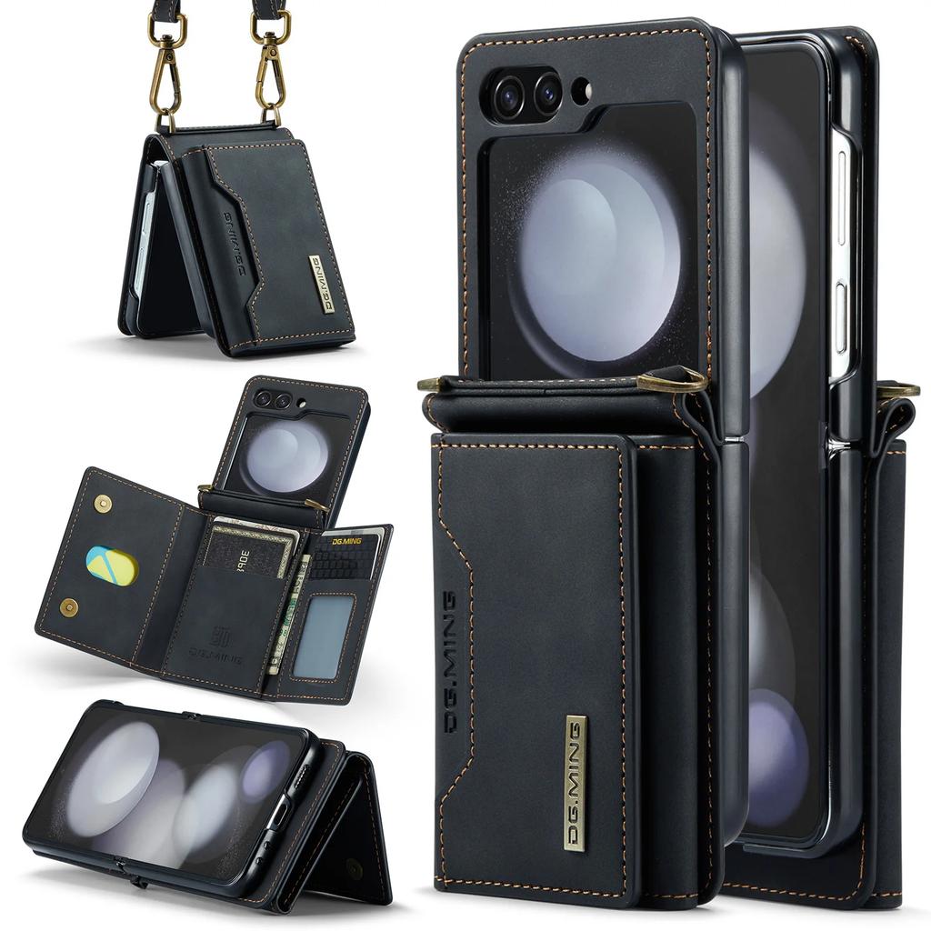 Crossbody Wallet Cards Solt Leather Case For Samsung Galaxy Z Flip 7 FE 6 5 4 5G Flip5 Long Rope Bag Pocket Purse Lanyard Cover