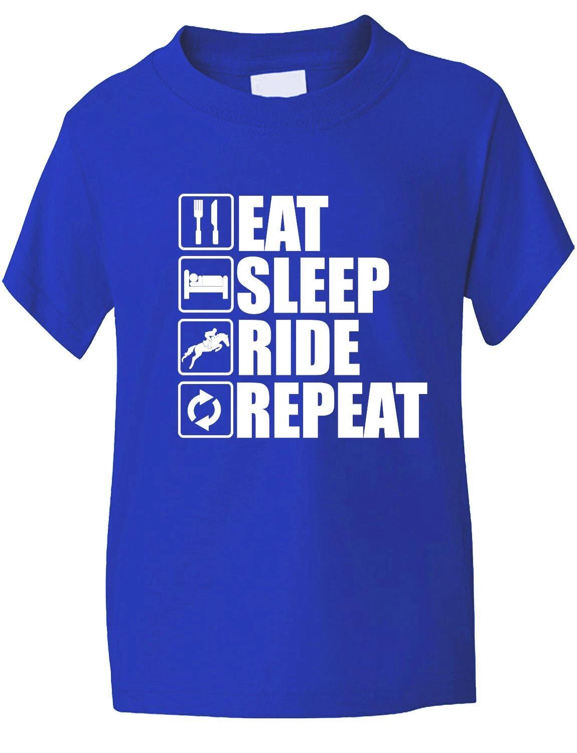 

Eat Sleep Ride Repeat Horse Pony Horse Riding Funny Kids T shirt Age 1-13 XL