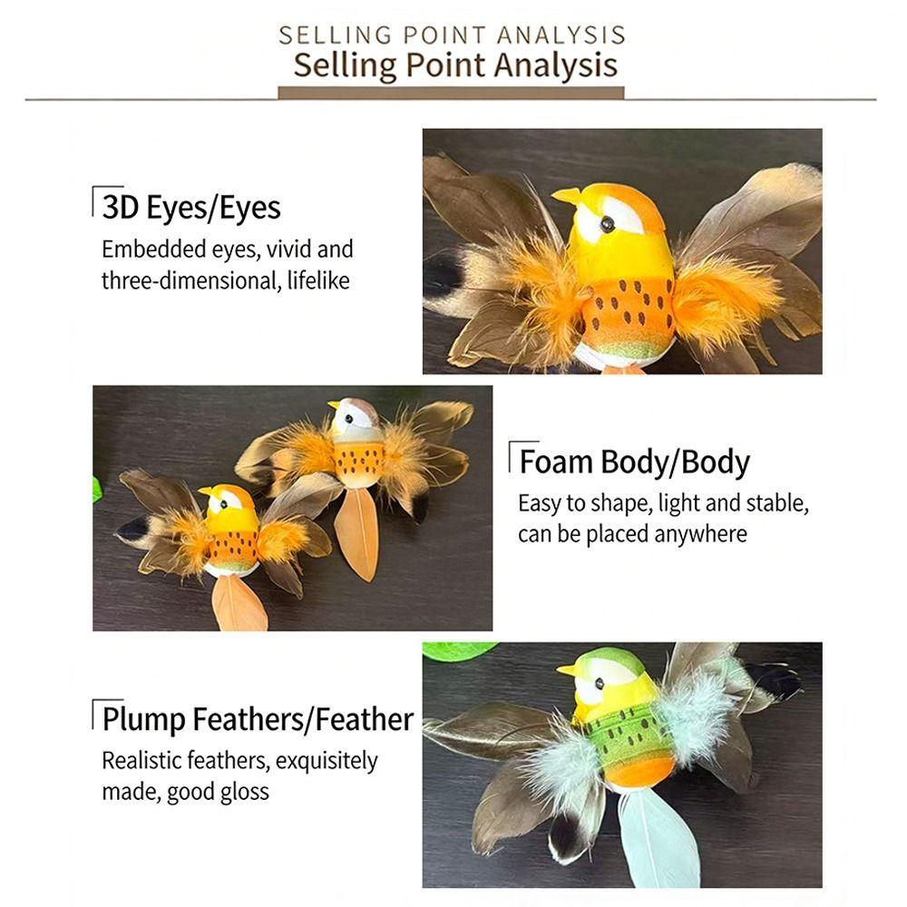 6PCS Mixed Color Hummingbird Artificial Birds Foam with Clips Faux Foam Bird Handicraft Photo Props Simulation Flying Bird