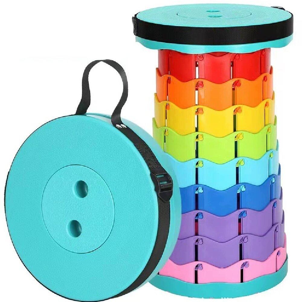 Outdoor Portable Rainbow Fold Expandable Lightweight Plastic Stool Travel Queue Camping Fish Home Saving Space Telescopic Stool