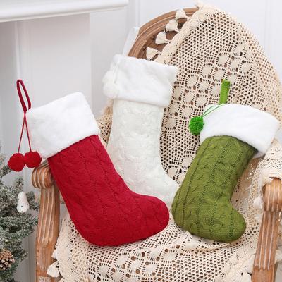 Yousheng Christmas Stockings 17 Inch Large Knit Fireplace Hanging Stocking with Faux Fur White Cuff for Xmas Holiday Party Decoration