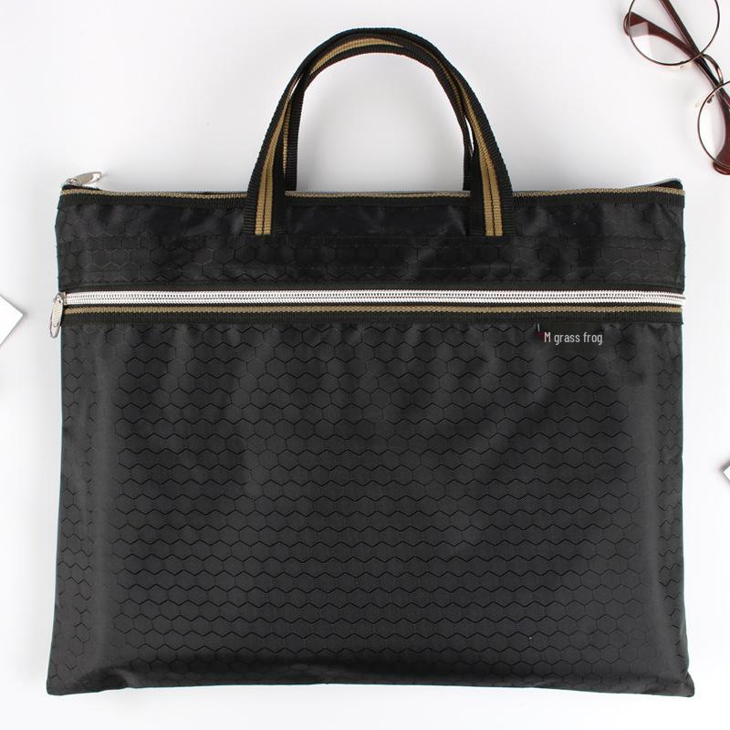 

Waterproof Canvas Business Portfolio with Logo - Large Capacity Zipper Document Bag