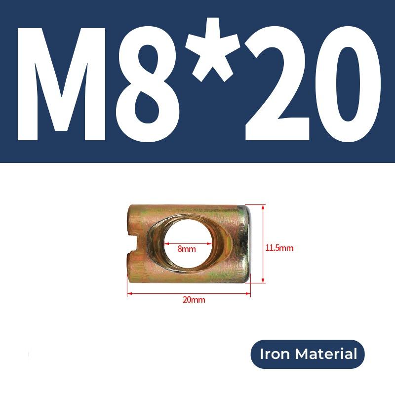 M6 M8 Barrel Nuts Bolts Cross Dowel Slotted Hammer Embedded Nut Horizontal Hole Nut For Beds Chairs Furniture
