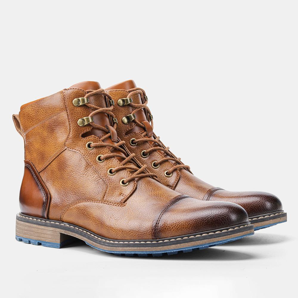 Hohe Martin-Stiefel, Retro Herrenstiefel, Arbeitskleidung, Kurze Stiefel, Herrenschuhe, Übergröße Herrenlederstiefel