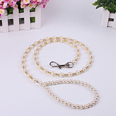 Stylish Luxury Pearls Beads Dog Harness Leash Fine Workmanship with Hanging Hook Fashionable Beaded Pet Leash