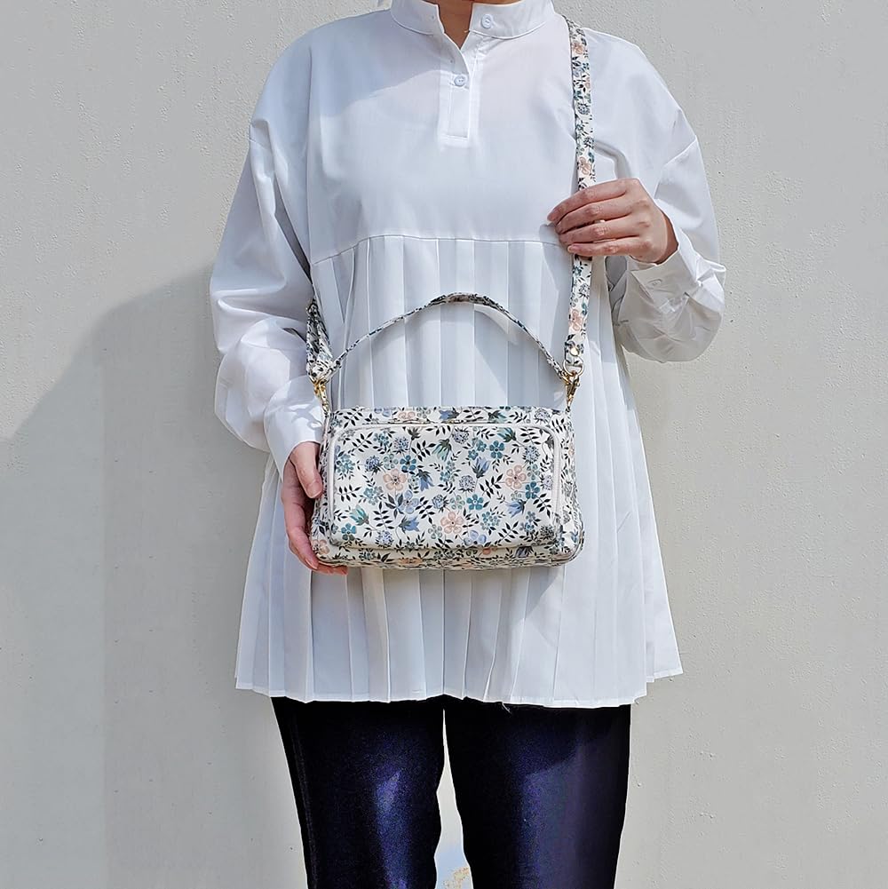 Cotton Touch Wallet Shoulder Bag Liberty Print IC Card with Pocket Multifunctional Pochette Wallet Shoulder Crossbody Travel Light Smartphone Pochette