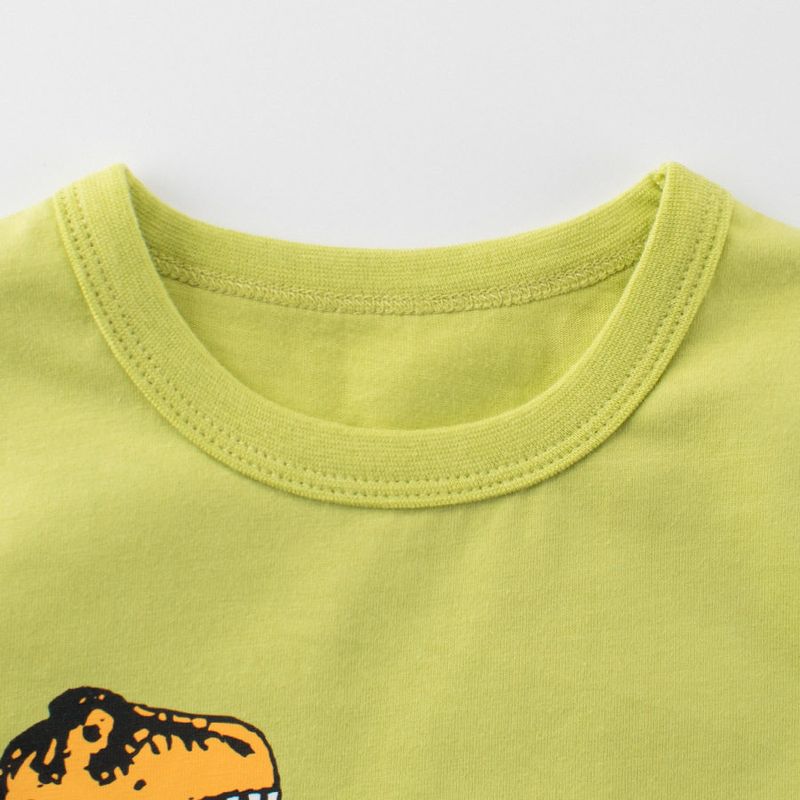 27Kids Kidsren's Clothing Kidsren's Short-Sleeved T-Shirt Summer Boys' Cartoon Dinosaur Tops Baby Pure Cotton Half-Sleeved Clothes