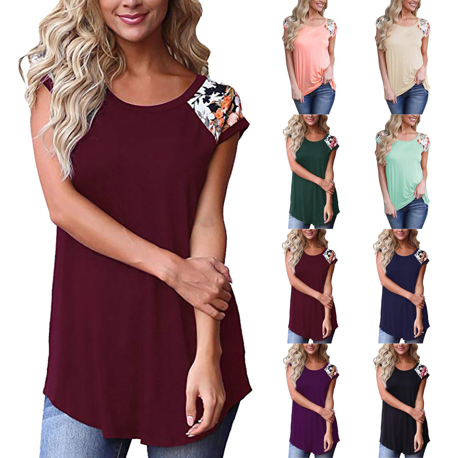 

Женские повседневные футболки с цветочным принтом и короткими рукавами, блузки, топы