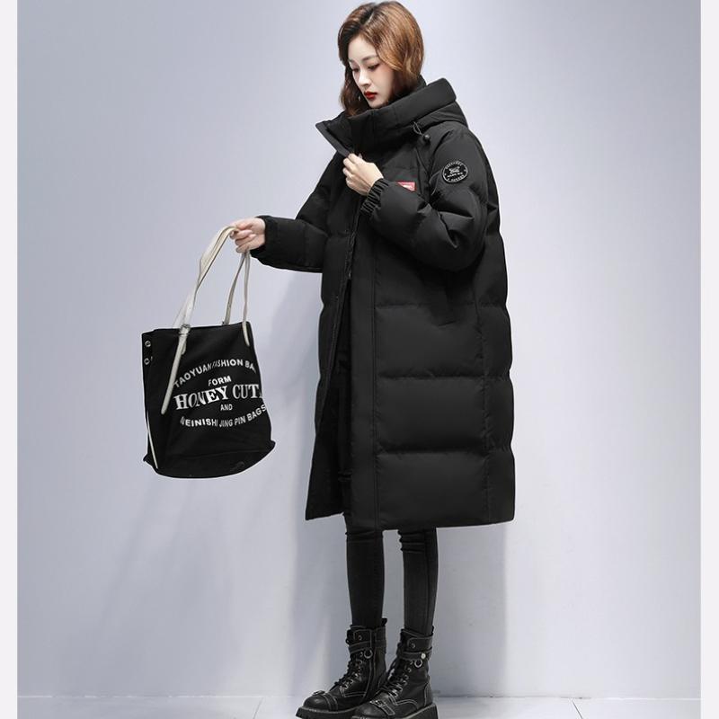 Winter  Over The Knee Hooded Mid Length Unisex Cotton Jacket, Loose and Thick, Warm Couple Jacket for Women
