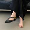 Inner Height Increase Pointed Hollow Shallow Mouth Single Shoes Women'S Spring French One-Word With Bag Head Sandals