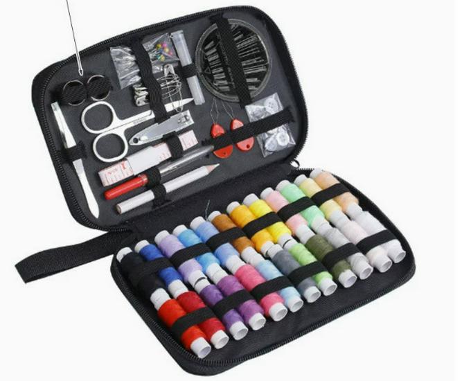 Portable Needle and Thread Set for Home Sewing and Mending – Includes Stitching Method Book and Case