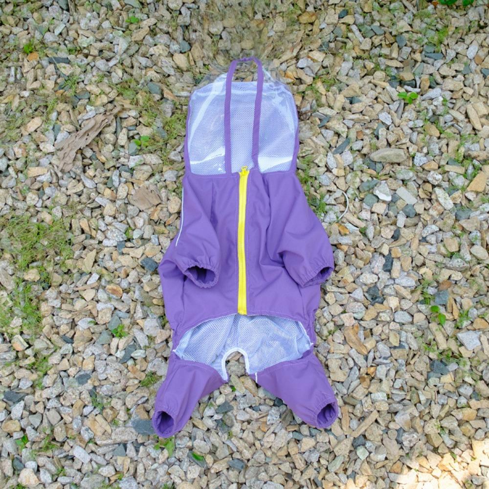 Reflective Strip Waterproof Pet Clothes with Zipper Four-legged Raincoat Dog Raincoat Outdoor L