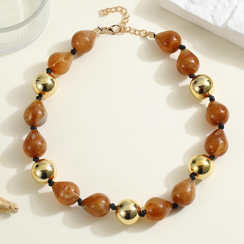 Elegantní náhrdelník s korálky ve tvaru kapky pro ženy Módní choker náhrdelníky Punk Hip-hop Pryskyřičné Akrylové Obojky Šperky