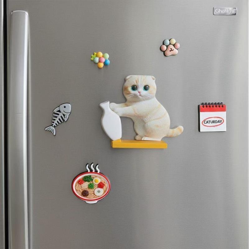 Kattvårdsförvaring Akryl Kylskåpsmagnet Söt Katt som Putta Flaska Prydnad Platt Design Hårminne Display Vas Dekor Gåva Konst