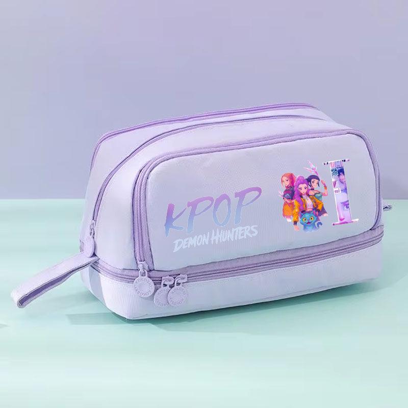 Demon Hunter Girls Team Pencil Case: Large Capacity, Cute Stationery Box for Primary Students