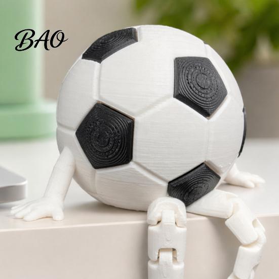 Flexible Pose Football Model 3D Printed Soccer Ball Buddy Figurine with Articulated Legs, Decorative Sports Collectible, World Tournament Cup Desktop