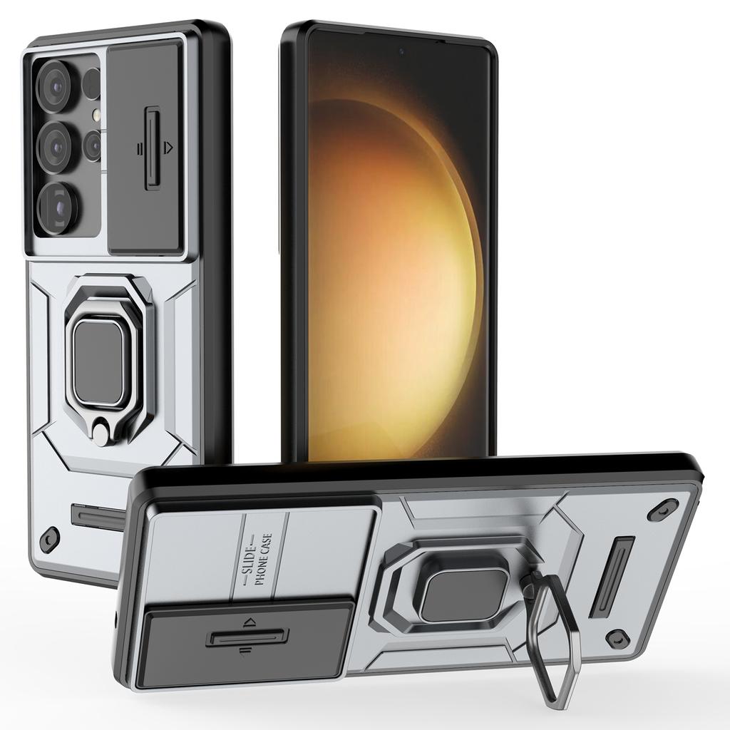 For Samsung Galaxy S25 Ultra Case PC+TPU Kickstand Phone Protector with Lens Cover