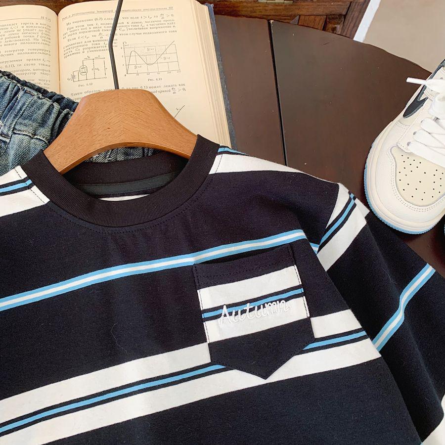 Boys' Striped Long-Sleeve T-Shirt - 2025 Autumn Fashion Trend, Elastic Casual Versatile Cool Top