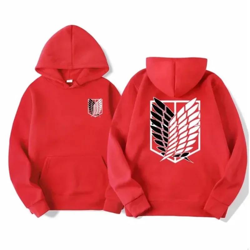 Japanese manga Attack on Titan printed men's street hoodie, Harajuku casual sportswear, fashionable and warm winter coat
