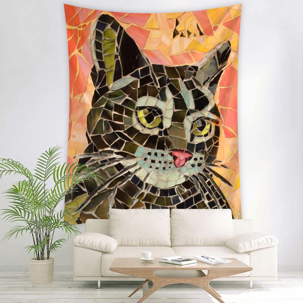 

Гобелен с изображением черного кота, кавайный декор для комнаты, гобелен, настенный гобелен, колдовство, декор в стиле бохо, гобелен для спальни, гостиной 100X75CM