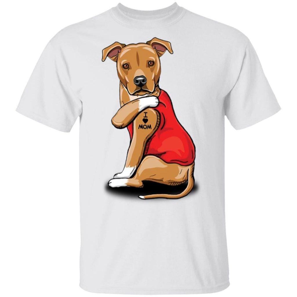 Pit Bull Terrier tattoo I love mom T-Shirt S-4XL S