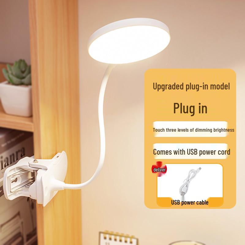 USB Rechargeable LED Clip-On Desk Lamp for Eye Protection, Ideal for Students and Bedside Use